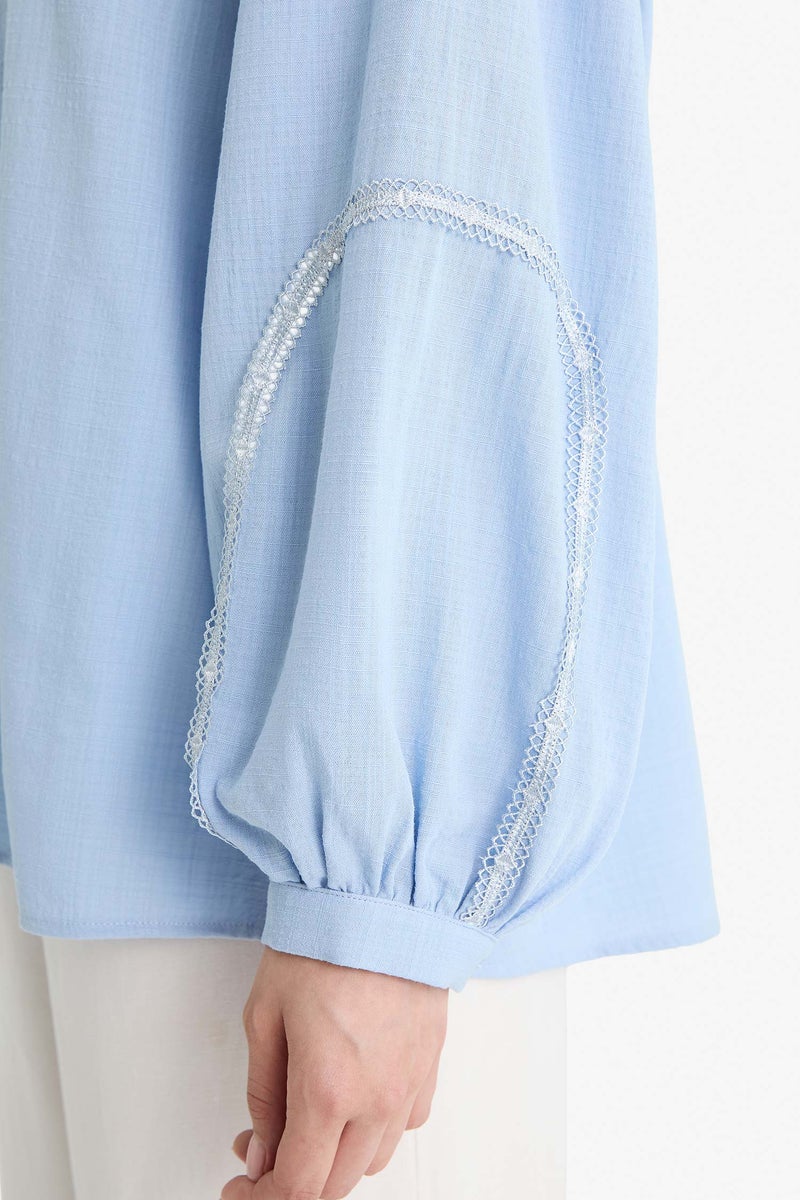 DeFacto Blue Woman Relax Fit Long Sleeve Shirt Tunic Casual - Image 5